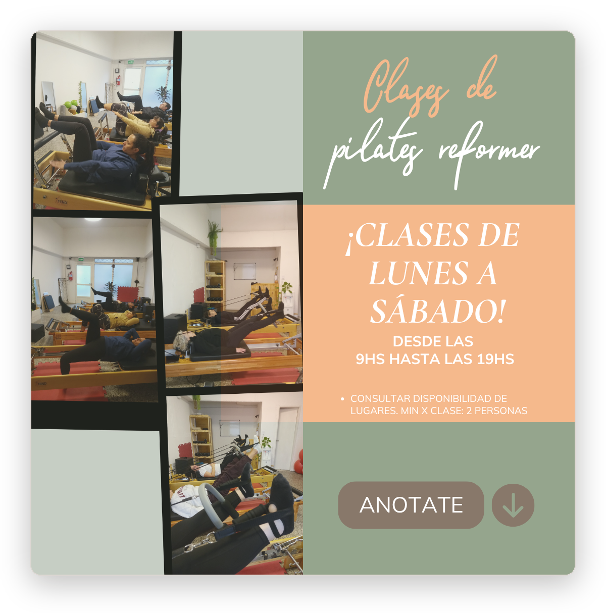 Pieza de clases de Pilates Reformer